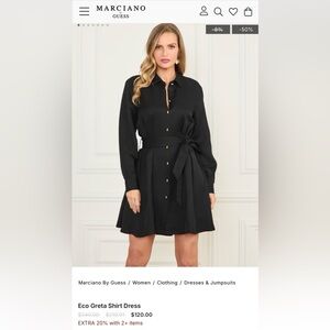 Marciano Elegant Black Long Sleeve Dress